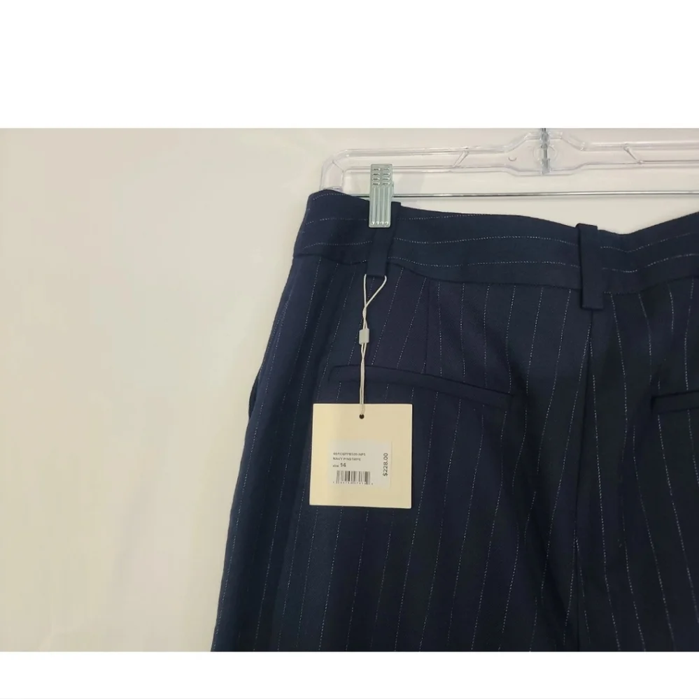 New W/Tag Favorite Daughter Designer Navy Pinstripe Favorite Pants US 14 RT $228 - Picture 10 of 11